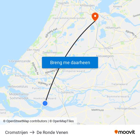 Cromstrijen to De Ronde Venen map