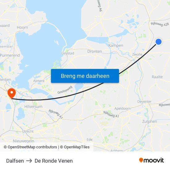 Dalfsen to De Ronde Venen map