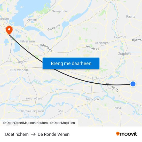 Doetinchem to De Ronde Venen map