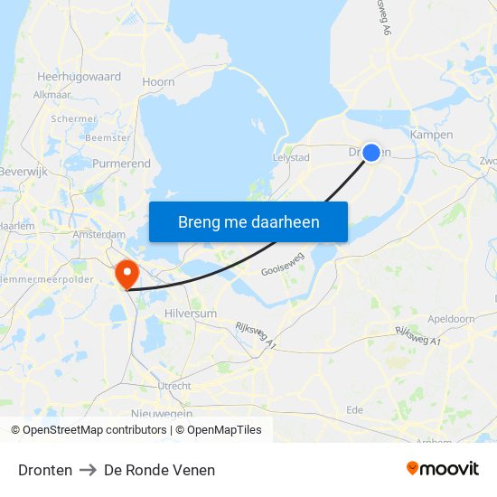 Dronten to De Ronde Venen map