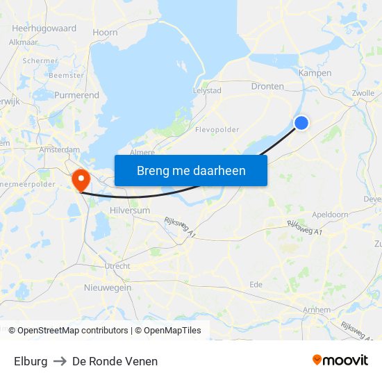Elburg to De Ronde Venen map