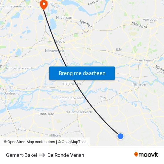 Gemert-Bakel to De Ronde Venen map