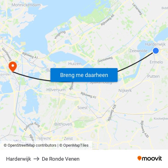 Harderwijk to De Ronde Venen map