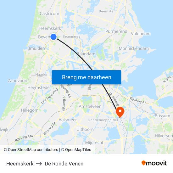 Heemskerk to De Ronde Venen map