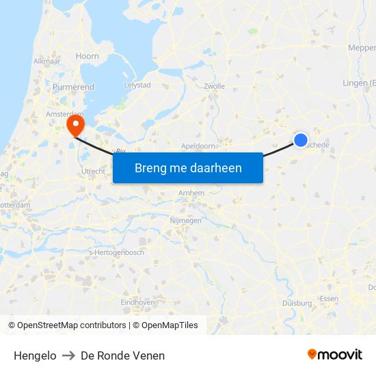 Hengelo to De Ronde Venen map