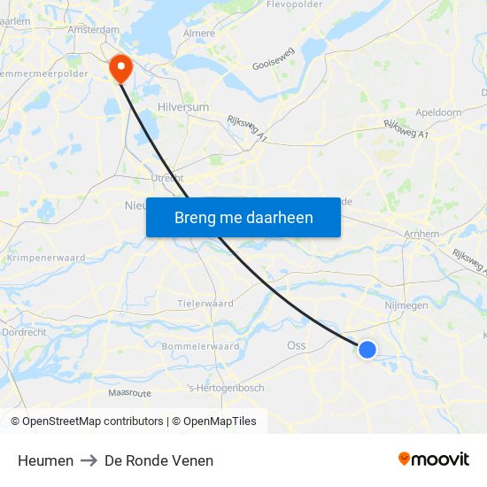 Heumen to De Ronde Venen map
