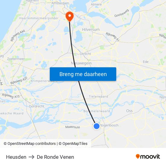 Heusden to De Ronde Venen map