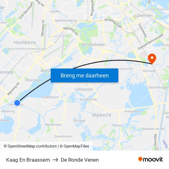 Kaag En Braassem to De Ronde Venen map