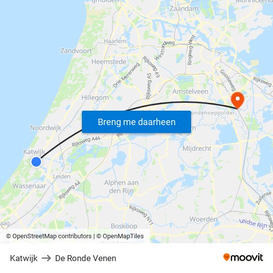 Katwijk to De Ronde Venen map