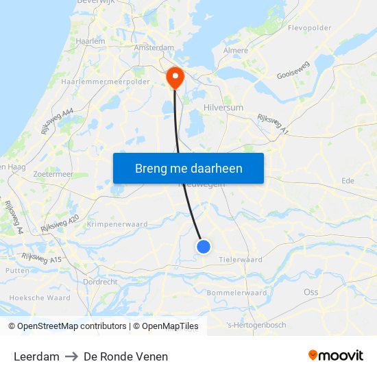 Leerdam to De Ronde Venen map
