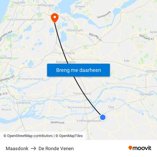 Maasdonk to De Ronde Venen map
