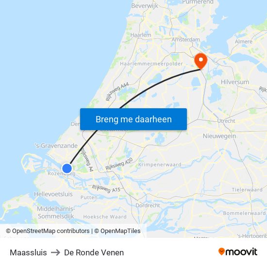 Maassluis to De Ronde Venen map