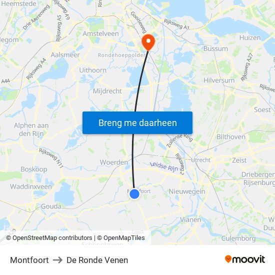 Montfoort to De Ronde Venen map