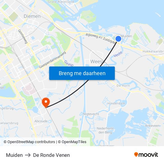 Muiden to De Ronde Venen map