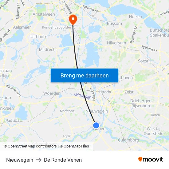 Nieuwegein to De Ronde Venen map