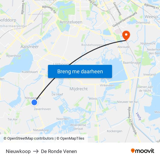 Nieuwkoop to De Ronde Venen map