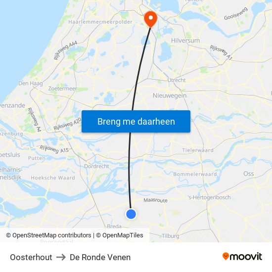 Oosterhout to De Ronde Venen map