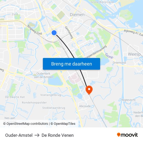 Ouder-Amstel to De Ronde Venen map