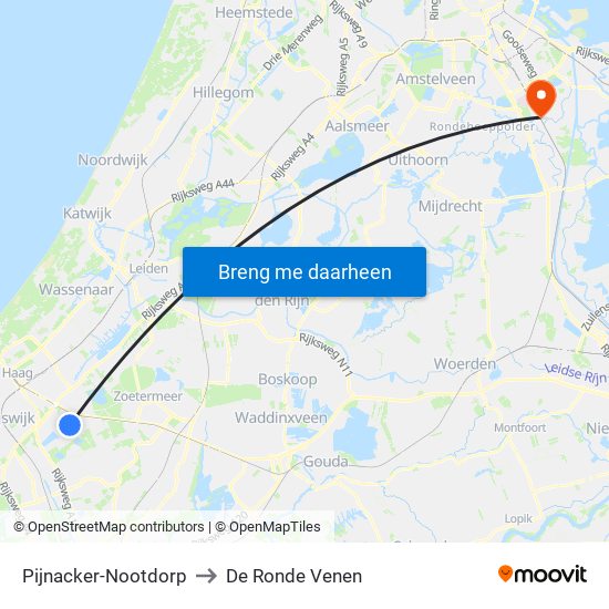 Pijnacker-Nootdorp to De Ronde Venen map
