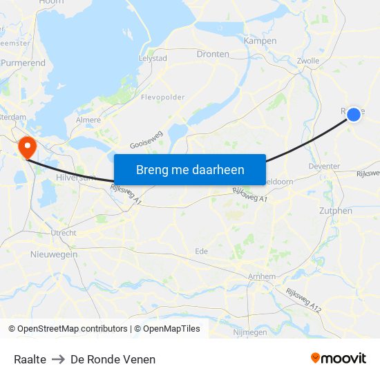 Raalte to De Ronde Venen map