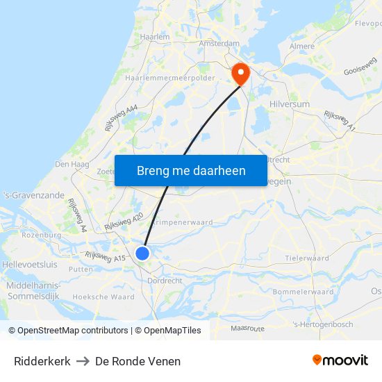 Ridderkerk to De Ronde Venen map