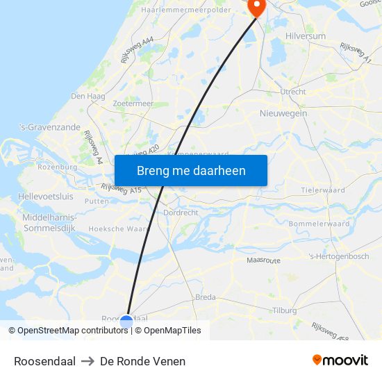 Roosendaal to De Ronde Venen map