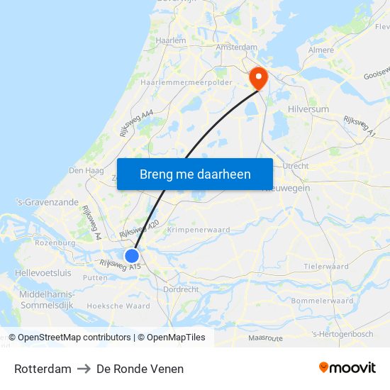 Rotterdam to De Ronde Venen map