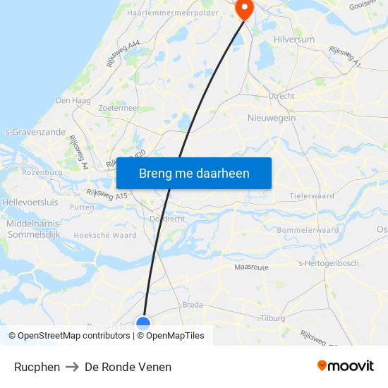 Rucphen to De Ronde Venen map