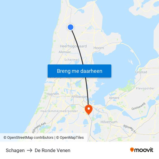Schagen to De Ronde Venen map