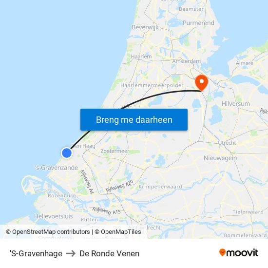 'S-Gravenhage to De Ronde Venen map