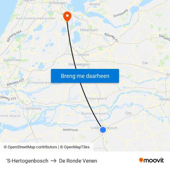 'S-Hertogenbosch to De Ronde Venen map