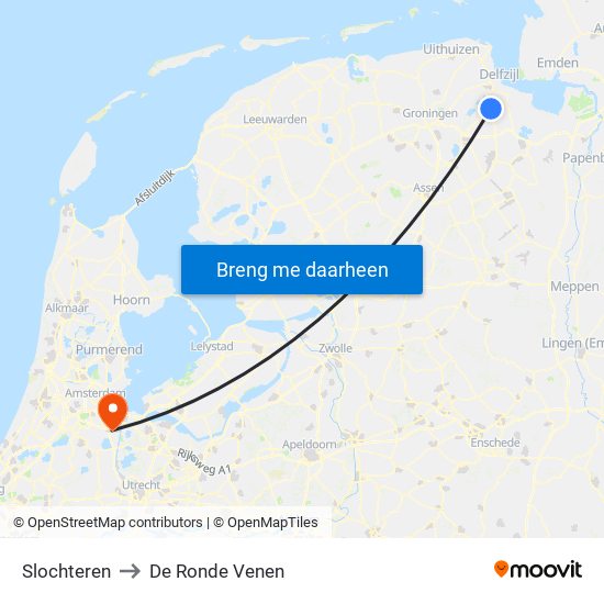 Slochteren to De Ronde Venen map