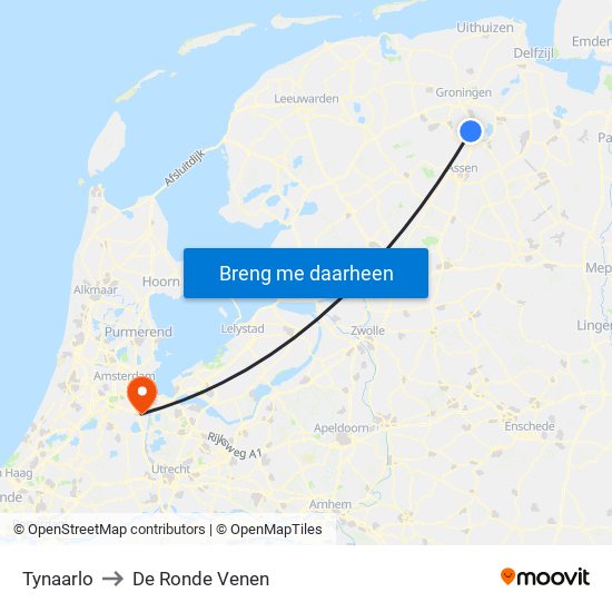 Tynaarlo to De Ronde Venen map