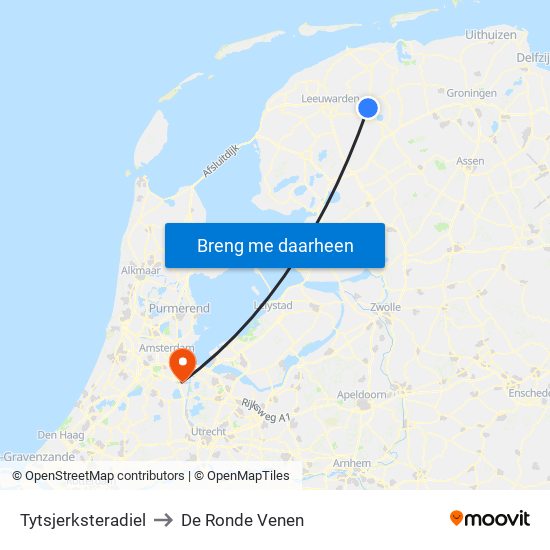 Tytsjerksteradiel to De Ronde Venen map