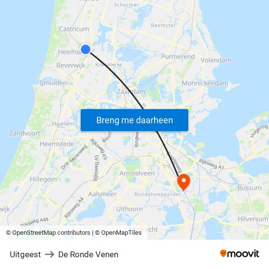 Uitgeest to De Ronde Venen map