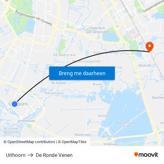 Uithoorn to De Ronde Venen map