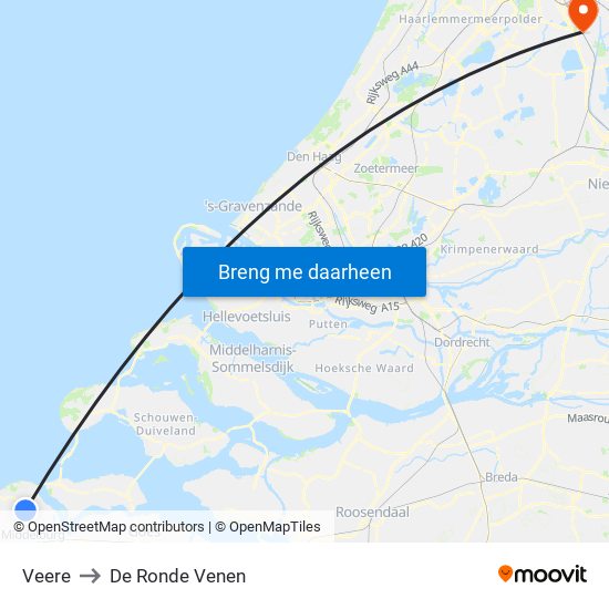 Veere to De Ronde Venen map