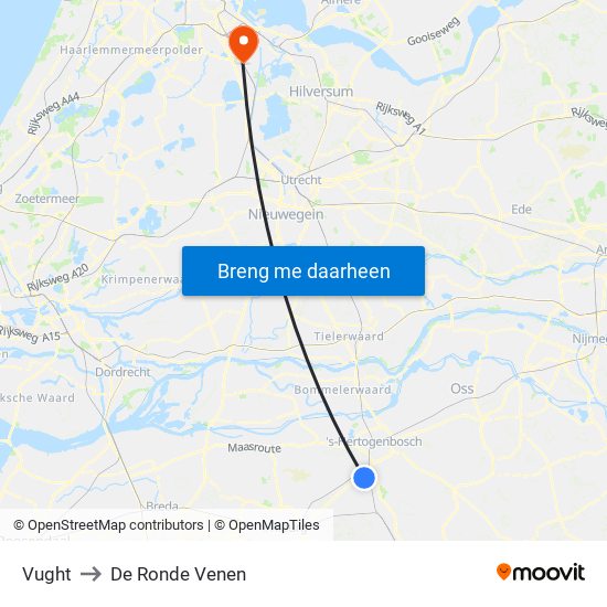 Vught to De Ronde Venen map
