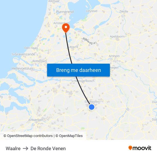 Waalre to De Ronde Venen map