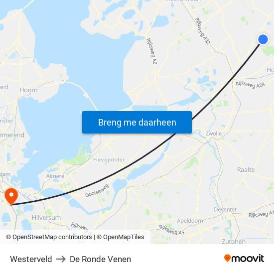 Westerveld to De Ronde Venen map