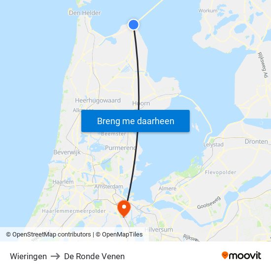 Wieringen to De Ronde Venen map