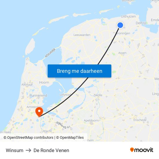 Winsum to De Ronde Venen map