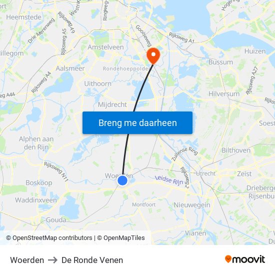 Woerden to De Ronde Venen map