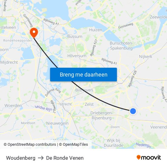 Woudenberg to De Ronde Venen map