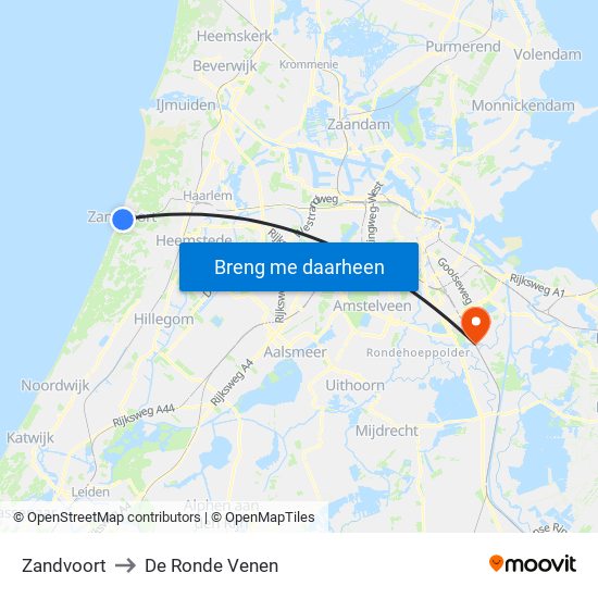 Zandvoort to De Ronde Venen map