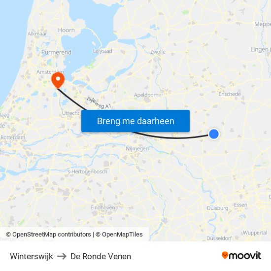 Winterswijk to De Ronde Venen map