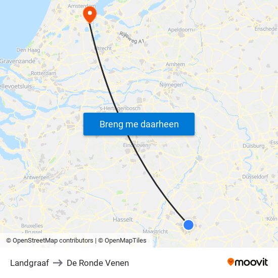 Landgraaf to De Ronde Venen map