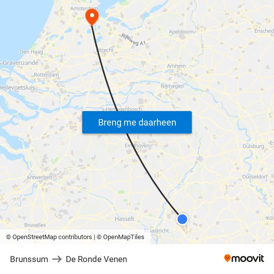 Brunssum to De Ronde Venen map