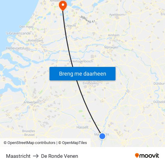 Maastricht to De Ronde Venen map