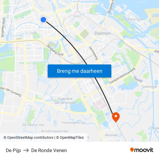 De Pijp to De Ronde Venen map